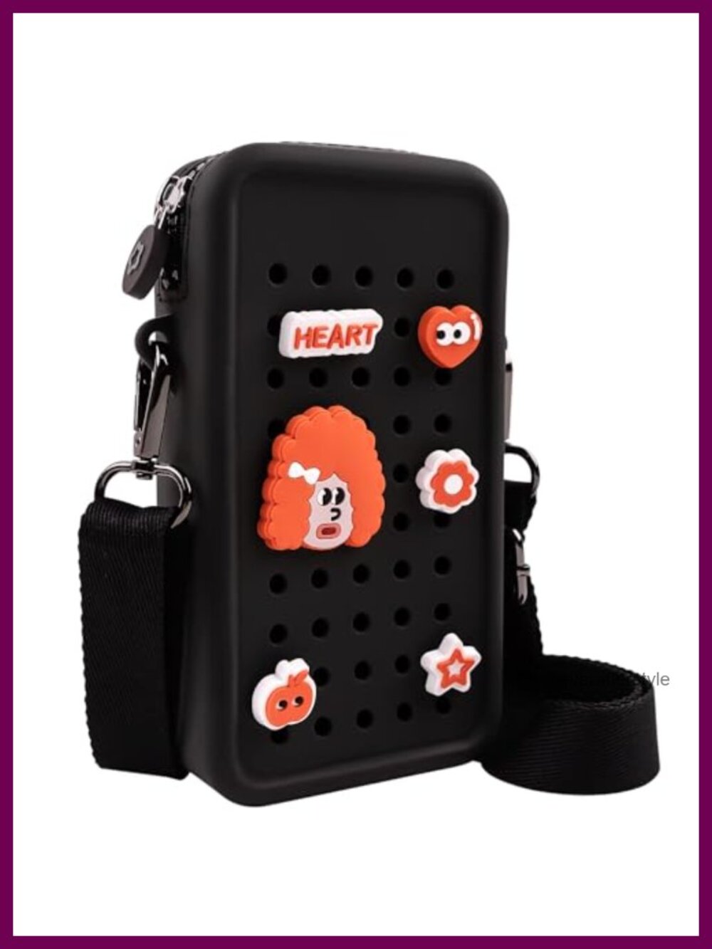 Small Crossbody Bag with Wide Adjustable Shoulder Strap, Larger Holes for Charms